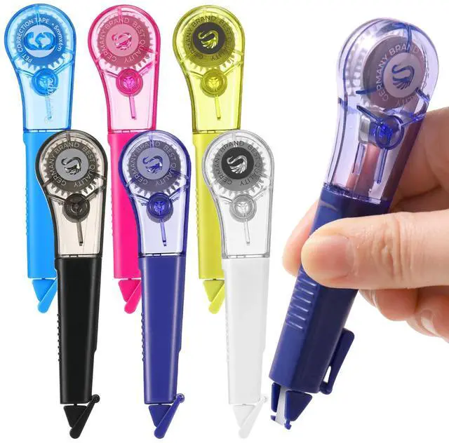 Main image of 6 Pack Pen-Style Correction Tape Pens, Each 1/5" X 236" | Comfortable Correction Tape Smooth Instant Dry Application for Students School Office Supplies