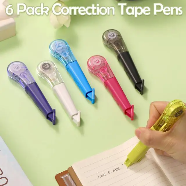 Alt view image 7 of 7 - 6 Pack Pen-Style Correction Tape Pens, Each 1/5" X 236" | Comfortable Correction Tape Smooth Instant Dry Application for Students School Office Supplies