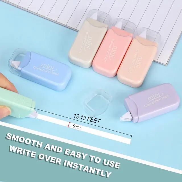 Alt view image 3 of 6 - White Correction Tape, 6 Pack - 13.13 feet for School Office | Tear-Resistant Tape, Portable Correction Tape, Easy To Use Applicator, Instant Corrections