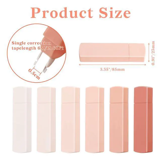 Alt view image 3 of 7 - 6Pcs Mini White Correction Tapes, Quick Dry Smooth Pull Out, Pink | Aesthetic Cute Correction Tape Set Easy To Use for Students School Office Supplies