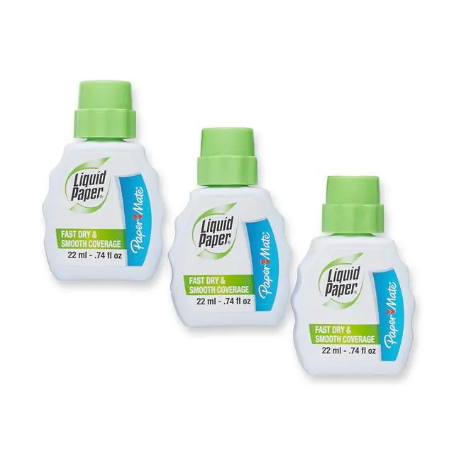 Alt view image 2 of 5 - Liquid Paper Correction Fluid, White, 22 ml, 3 Count - Fast Dry, Smooth Coverage