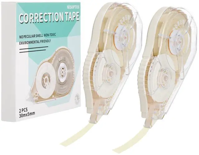 Main image of 100 Feet Long Cream Correction Tape, Smooth Glide, No Residue, Quick Dry Beige Correction Tape, Perfect for School, Office Supplies, Crafting, Note Taking, Journaling (2 Pack)