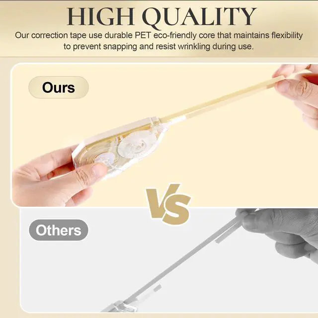 Alt view image 3 of 7 - 100 Feet Long Cream Correction Tape, Smooth Glide, No Residue, Quick Dry Beige Correction Tape, Perfect for School, Office Supplies, Crafting, Note Taking, Journaling (2 Pack)