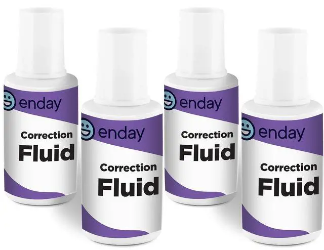 Main image of Liquid Correction Fluid, .7 fl. Oz. / 20 ml Foam Wand Applicator Quick Dry Liquid Paper, Multi-Purpose Smooth Corrector for Office, and Home, 4 Pack