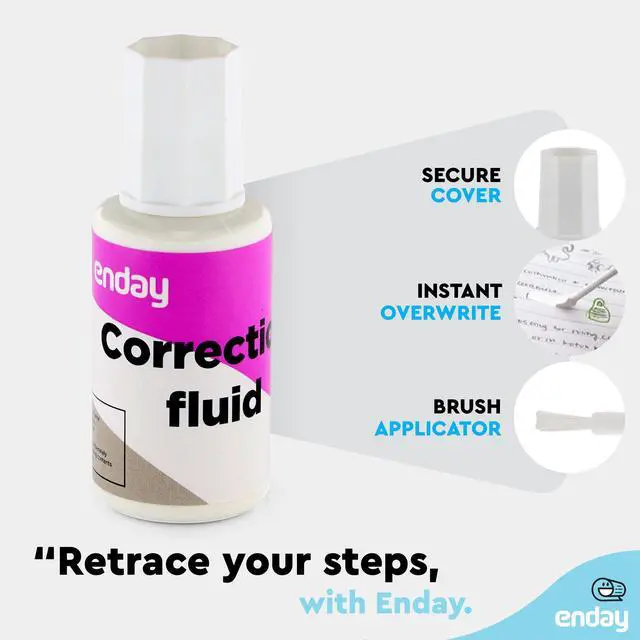 Alt view image 3 of 7 - Liquid Correction Fluid, .7 fl. Oz. / 20 ml Foam Wand Applicator Quick Dry Liquid Paper, Multi-Purpose Smooth Corrector for Office, and Home, 4 Pack