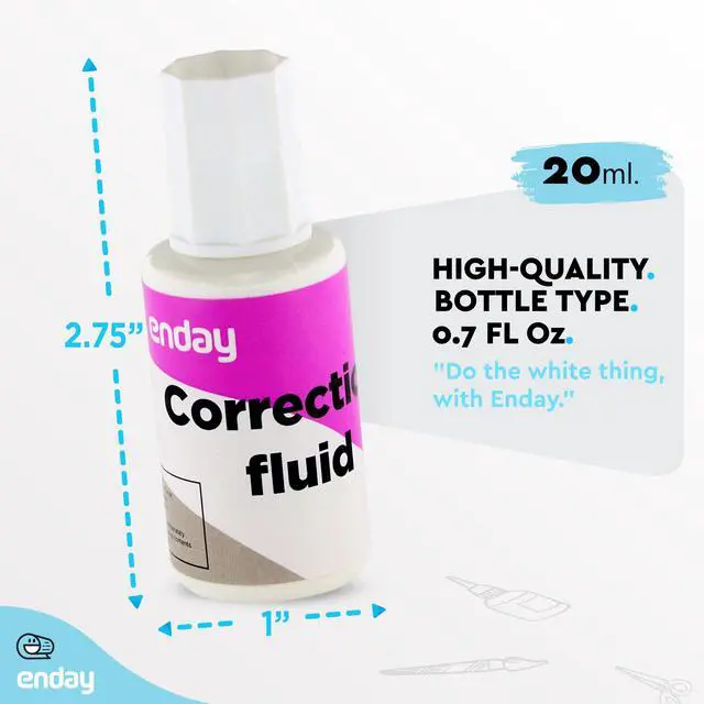 Alt view image 5 of 7 - Liquid Correction Fluid, .7 fl. Oz. / 20 ml Foam Wand Applicator Quick Dry Liquid Paper, Multi-Purpose Smooth Corrector for Office, and Home, 4 Pack