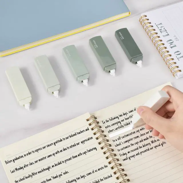 Alt view image 5 of 7 - 6Pcs Mini White Correction Tapes, Quick Dry Smooth Pull Out, Green | Aesthetic Cute Correction Tape Set Easy To Use for Students School Office Supplies