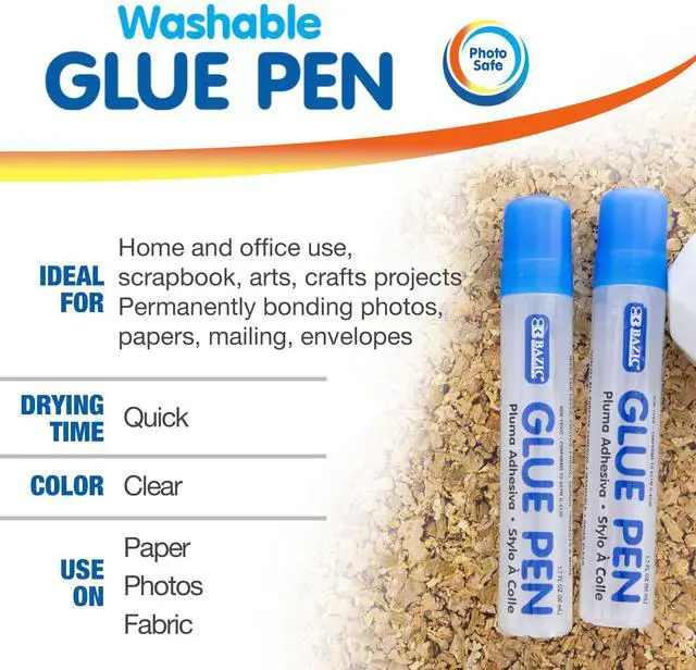 Alt view image 3 of 7 - Clear Glue Pen, 1.7 Fl Oz, Acid-Free, 2 Count, 2-Pack | Washable, clear liquid glue pens, 1.7 fl oz (50 mL) each, photo-safe, non-toxic, Dries clear, precision tip