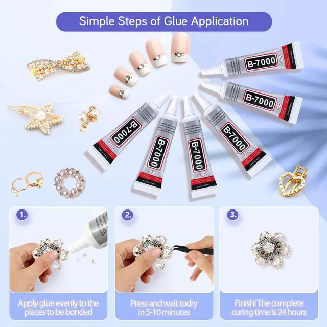 Alt view image 6 of 7 - 6PCS Jewelry Glue - 15ML/0.5fl oz Clear DIY Craft Glue for Rhinestones, Waterproof Strong Bond Adhesive for Phone Repair, Nail Art, Shoes, Fabric, Metal, Glass