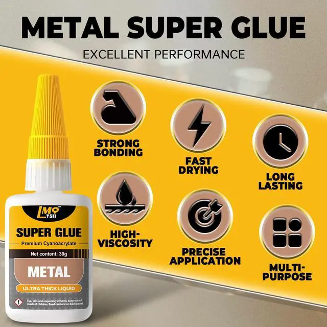 Alt view image 2 of 7 - Liquid Super Glue for Metal, 30g Clear Instant Thick CA Glue for Stainless Steel Aluminum DIY Crafts and Repairs, Fast Drying High Strength All Purpose Permanent Professional Cyanoacrylate Adhesives