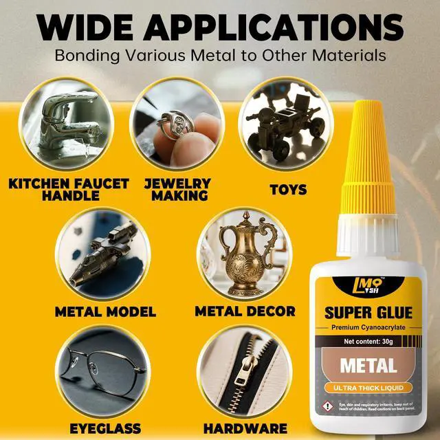 Alt view image 5 of 7 - Liquid Super Glue for Metal, 30g Clear Instant Thick CA Glue for Stainless Steel Aluminum DIY Crafts and Repairs, Fast Drying High Strength All Purpose Permanent Professional Cyanoacrylate Adhesives