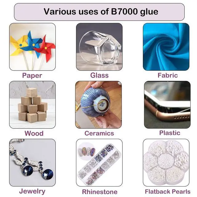 Alt view image 5 of 7 - B7000 Jewelry Glue for Making, 1PCS 50ML/1.69 fl oz Clear Adhesive for Rhinestone, Fabric, Multipurpose Super B-7000 for Phone Repair, Nail Art, Wood, Glass, Charms