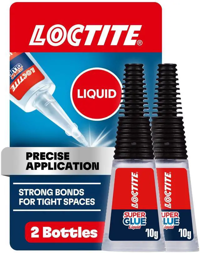 Main image of Super Glue Liquid Longneck Bottle, 10g Bottle (Pack of 2) Instant Adhesive for Plastic, Wood & Metal, Clear Superglue with Extra Long Precision Nozzle, QuickDry Formula