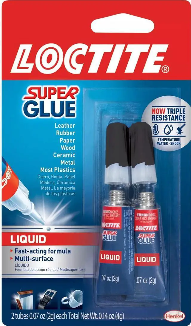 Main image of Super Glue Liquid, Clear, 0.07 fl oz Tube, 2 Pack - Superglue for Plastic, Wood, Metal, Crafts & Repair, Cyanoacrylate Adhesive Instant Glue, Quick Dry