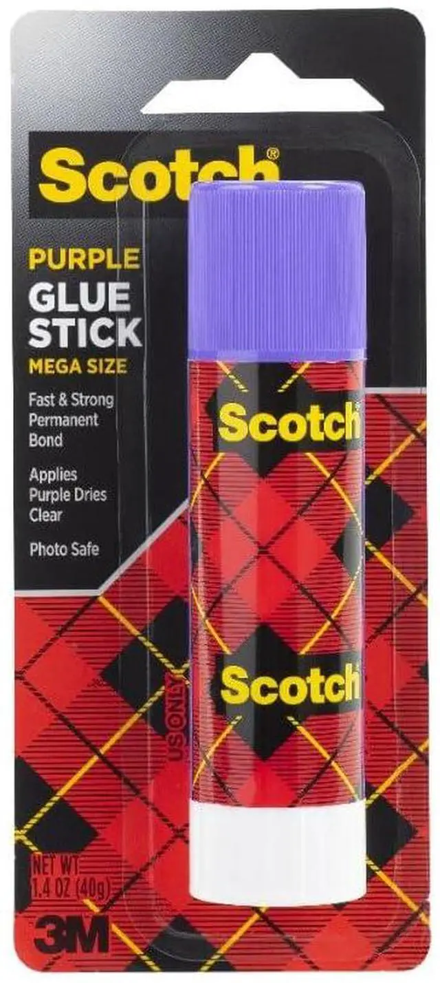 Main image of Mega Purple Glue Stick, 1.4 oz, Acid Free and Non-Toxic | Goes on Purple, Dries Clear, Strong, Fast-Bonding Glue for School, Home and Office Projects, Washable and No-Mess