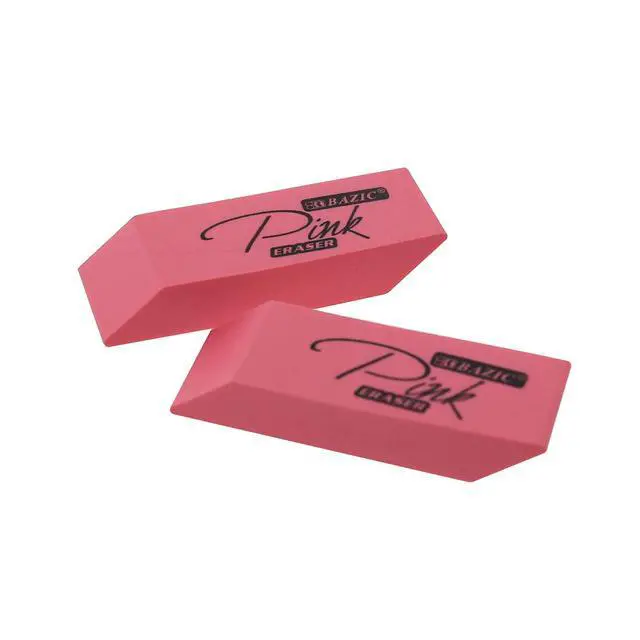 Alt view image 2 of 7 - Pink Bevel Block Erasers, Latex-Free, 4 Count | Latex-free and PVC-free, Pink beveled block erasers, Clean erase, Smudge-resistant, School, Home