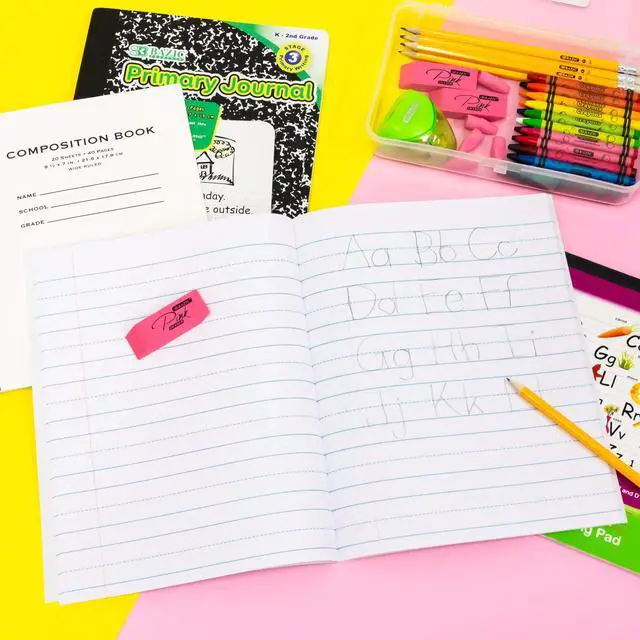 Alt view image 5 of 7 - Pink Bevel Block Erasers, Latex-Free, 4 Count | Latex-free and PVC-free, Pink beveled block erasers, Clean erase, Smudge-resistant, School, Home