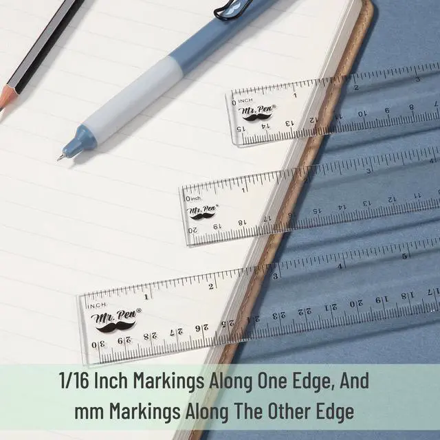 Alt view image 4 of 7 - Clear Ruler Set, 3 Pack, 6", 8" and 12 Inch, Easy-to-Read Markings | Scratch-Resistant Design, Durable Plastic Rulers for Crafting Office & School, School Supplies