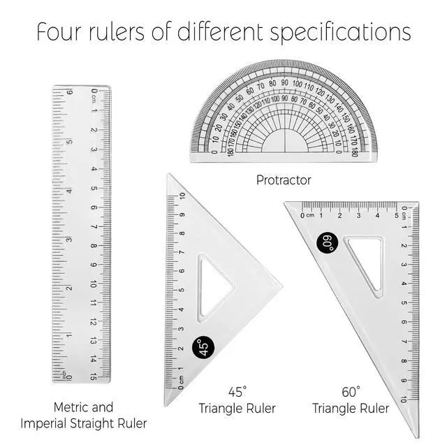 Alt view image 3 of 7 - Protractor and Compass Set with Rulers,Compass Geometry Drawing Tool Set | All-in-One Rulers Compass Kit for Students and Technical Drawing