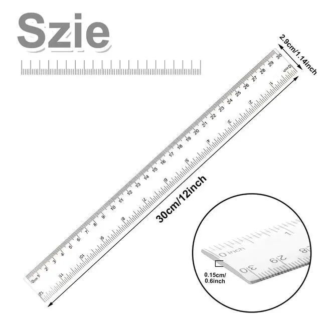 Alt view image 2 of 7 - 30PCS Clear Ruler Plastic Rulers 12 Inch, with Inches and Metric for School Classroom, Home, or Office (Clear)