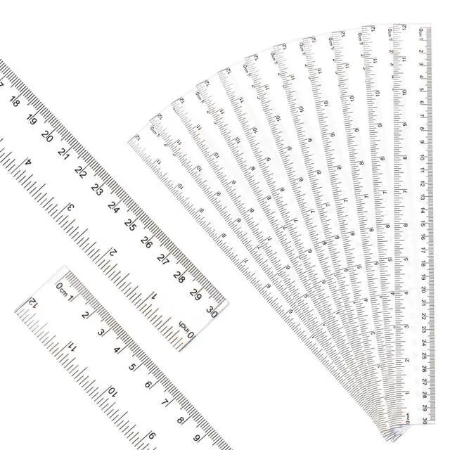 Alt view image 3 of 7 - 30PCS Clear Ruler Plastic Rulers 12 Inch, with Inches and Metric for School Classroom, Home, or Office (Clear)