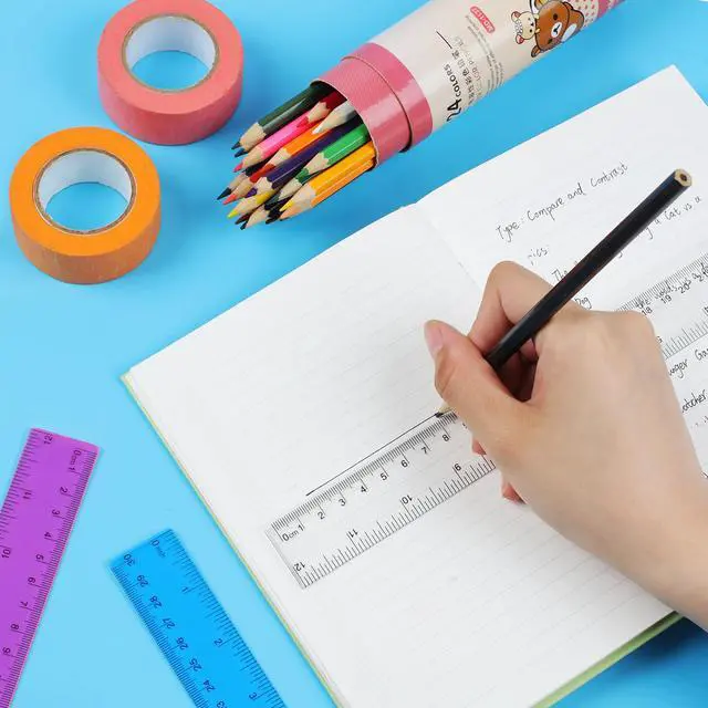 Alt view image 5 of 7 - 30PCS Clear Ruler Plastic Rulers 12 Inch, with Inches and Metric for School Classroom, Home, or Office (Clear)