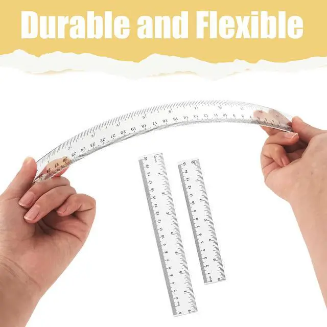 Alt view image 3 of 5 - 6-Pack Plastic Rulers - 6"/8"/12" Ruler Dual Scale, Flexible Ruler 30cm/20cm/15cm with Inch & Metric Markings Rulers for School & Office
