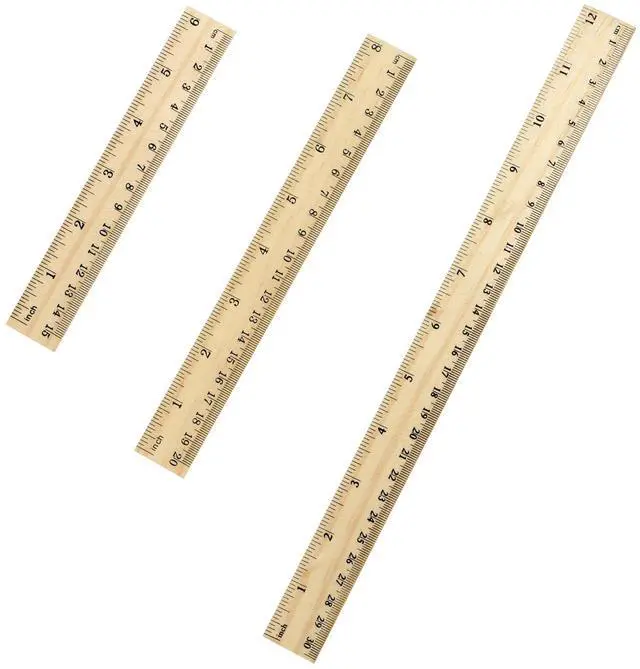 Main image of 3 Pack Wooden Ruler Set, 6, 8, 12 Inch Rulers, High-Quality Metric Ruler, Easy to Read, mm, Sturdy and Durable Straight Edge for Drawing, Home, Office, Engineering