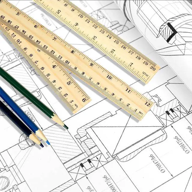 Alt view image 3 of 7 - 3 Pack Wooden Ruler Set, 6, 8, 12 Inch Rulers, High-Quality Metric Ruler, Easy to Read, mm, Sturdy and Durable Straight Edge for Drawing, Home, Office, Engineering