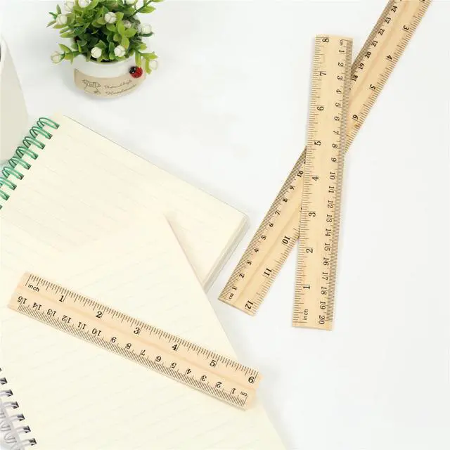 Alt view image 4 of 7 - 3 Pack Wooden Ruler Set, 6, 8, 12 Inch Rulers, High-Quality Metric Ruler, Easy to Read, mm, Sturdy and Durable Straight Edge for Drawing, Home, Office, Engineering