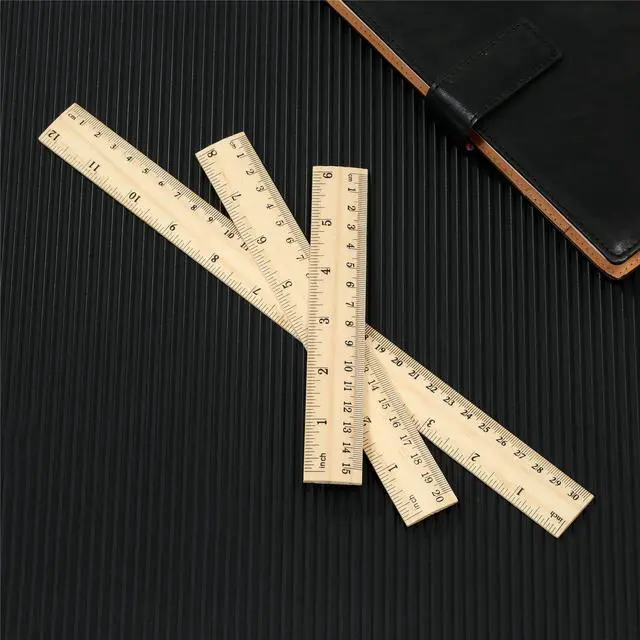 Alt view image 7 of 7 - 3 Pack Wooden Ruler Set, 6, 8, 12 Inch Rulers, High-Quality Metric Ruler, Easy to Read, mm, Sturdy and Durable Straight Edge for Drawing, Home, Office, Engineering