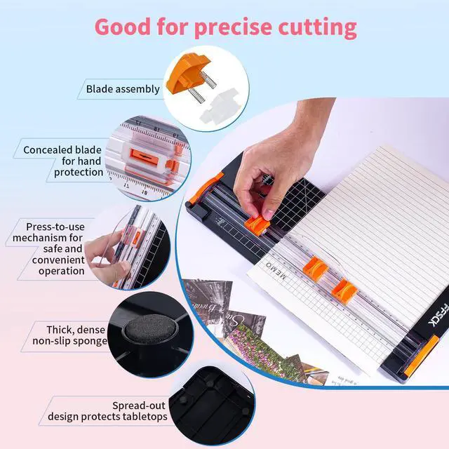 Alt view image 4 of 7 - A4 Paper Cutter Slider 12 Inch Paper Trimmer Photo Cutter, Black | Small Paper Cutter for Classroom Scrapbooking Cutter, Cutter Sliding