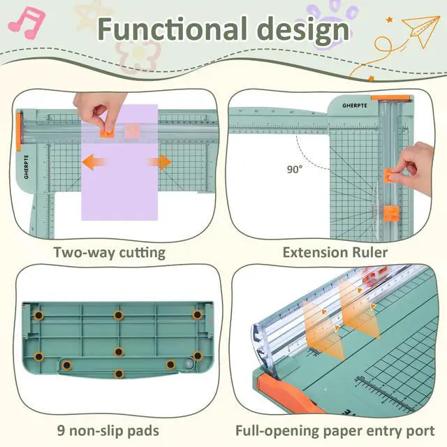 Alt view image 6 of 7 - A4 Paper Cutter -12 Inch Paper Trimmer with 2pcs Replacement Blades with Safeguard Side Rulerfor Cut Gift Card,Coupon,Label, Cardstock,Photo
