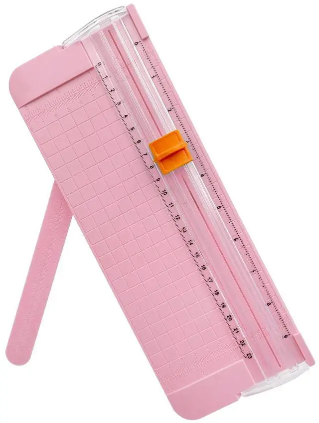 Main image of Paper Cutter, A4 Paper Trimmer with Security Safeguard & Side Ruler Portable Straight Edge Cutter for Scrapbooking Craft Paper, Photos, Label, Cardstock (Pink)