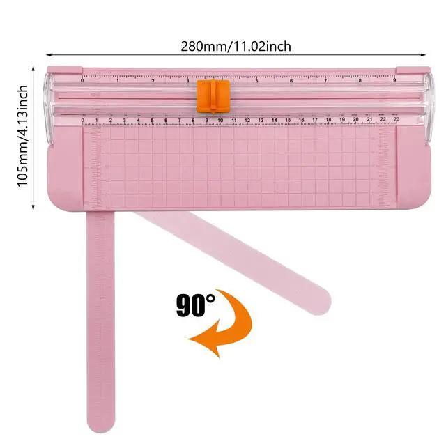 Alt view image 3 of 7 - Paper Cutter, A4 Paper Trimmer with Security Safeguard & Side Ruler Portable Straight Edge Cutter for Scrapbooking Craft Paper, Photos, Label, Cardstock (Pink)