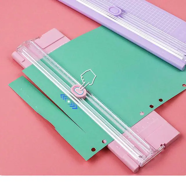 Alt view image 3 of 5 - A4 Pink 10.5 Inch x 3.5 Inch Paper Cutter for Cutting Paper, Coupon, Label, Cardstock, and Scrapbooking Craft for Office and Home (Pink)