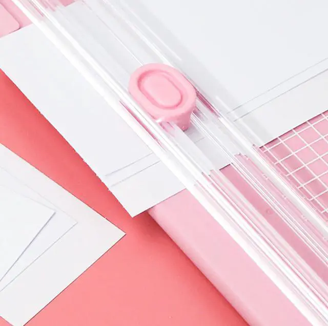 Alt view image 5 of 5 - A4 Pink 10.5 Inch x 3.5 Inch Paper Cutter for Cutting Paper, Coupon, Label, Cardstock, and Scrapbooking Craft for Office and Home (Pink)