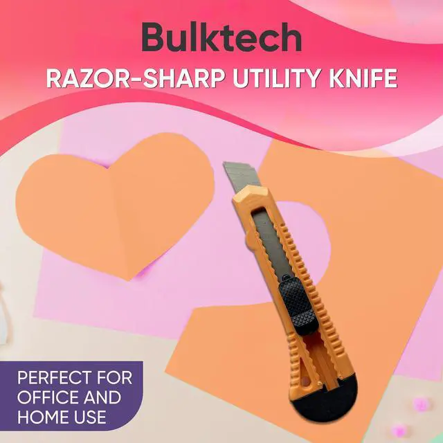 Alt view image 2 of 7 - Bulk Utility Knives, Retractable Box Cutter for Cartons, Cardboard and Boxes, 18mm Wider Razor Sharp Blade, Smooth Mechanism, Perfect for Office and Home Use, 10 Pack, Mix Color
