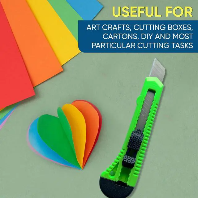 Alt view image 5 of 7 - Bulk Utility Knives, Retractable Box Cutter for Cartons, Cardboard and Boxes, 18mm Wider Razor Sharp Blade, Smooth Mechanism, Perfect for Office and Home Use, 10 Pack, Mix Color