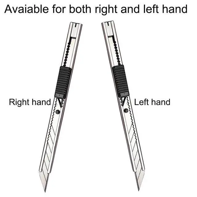 Alt view image 2 of 5 - 5pcs Right and Left Hand Stainless Steel Lockable Cutter Knife / 9mm Snap Off Blades / 30 Degree Foil Knife/Utility Knife/Graphic Knife/Great for Foils, Wallpaper, Crafts, Cartons