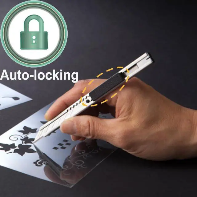 Alt view image 3 of 5 - 5pcs Right and Left Hand Stainless Steel Lockable Cutter Knife / 9mm Snap Off Blades / 30 Degree Foil Knife/Utility Knife/Graphic Knife/Great for Foils, Wallpaper, Crafts, Cartons