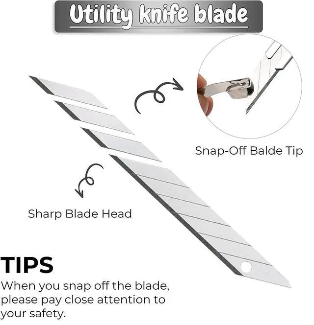 Alt view image 4 of 5 - 5pcs Right and Left Hand Stainless Steel Lockable Cutter Knife / 9mm Snap Off Blades / 30 Degree Foil Knife/Utility Knife/Graphic Knife/Great for Foils, Wallpaper, Crafts, Cartons
