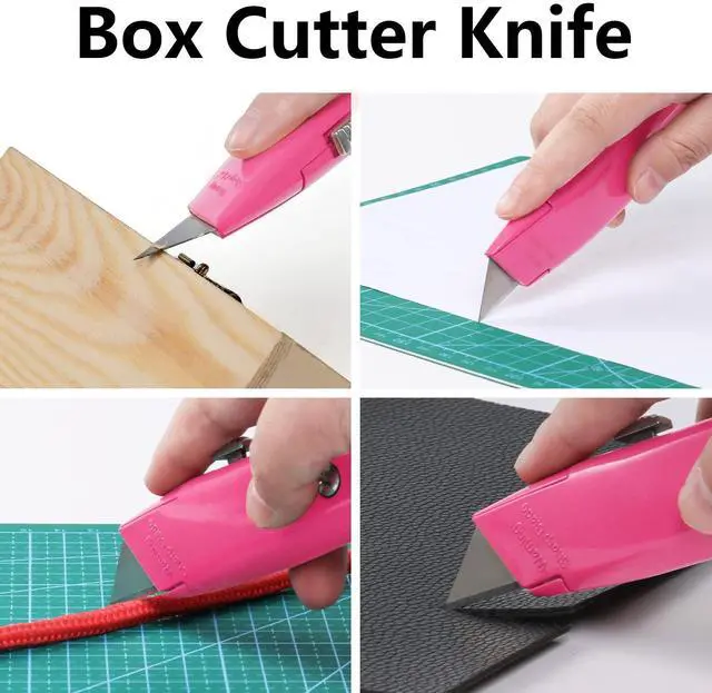 Alt view image 2 of 6 - 2 Pack Box Cutter Retractable, Ergonomic Razor Blades Utility Knife | Ergonomic Razor Knives for Packages, Crafts, Tape and Leather; PVC Pipe Cutter for Home, Office, Shop and DIY Projects
