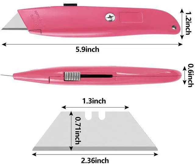 Alt view image 4 of 6 - 2 Pack Box Cutter Retractable, Ergonomic Razor Blades Utility Knife | Ergonomic Razor Knives for Packages, Crafts, Tape and Leather; PVC Pipe Cutter for Home, Office, Shop and DIY Projects