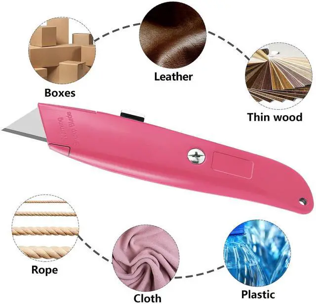 Alt view image 3 of 6 - 2 Pack Box Cutter Retractable, Ergonomic Razor Blades Utility Knife | Ergonomic Razor Knives for Packages, Crafts, Tape and Leather; PVC Pipe Cutter for Home, Office, Shop and DIY Projects