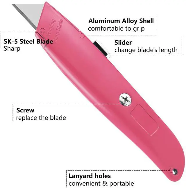 Alt view image 5 of 6 - 2 Pack Box Cutter Retractable, Ergonomic Razor Blades Utility Knife | Ergonomic Razor Knives for Packages, Crafts, Tape and Leather; PVC Pipe Cutter for Home, Office, Shop and DIY Projects