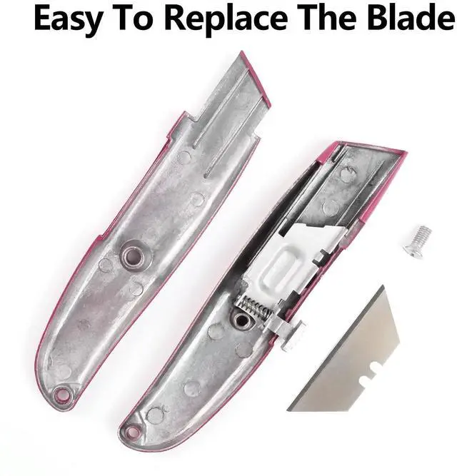 Alt view image 6 of 6 - 2 Pack Box Cutter Retractable, Ergonomic Razor Blades Utility Knife | Ergonomic Razor Knives for Packages, Crafts, Tape and Leather; PVC Pipe Cutter for Home, Office, Shop and DIY Projects