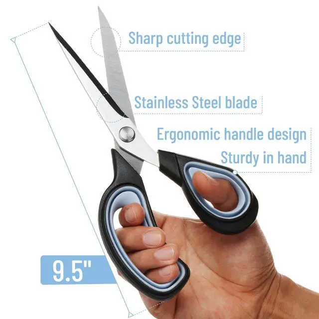 Alt view image 2 of 7 - Premium Tailor Scissors, 9.5 Inch, Heavy Duty Stainless Steel | All Purpose Fabric Shears for Cutting Clothes, Sewing, Craft Projects