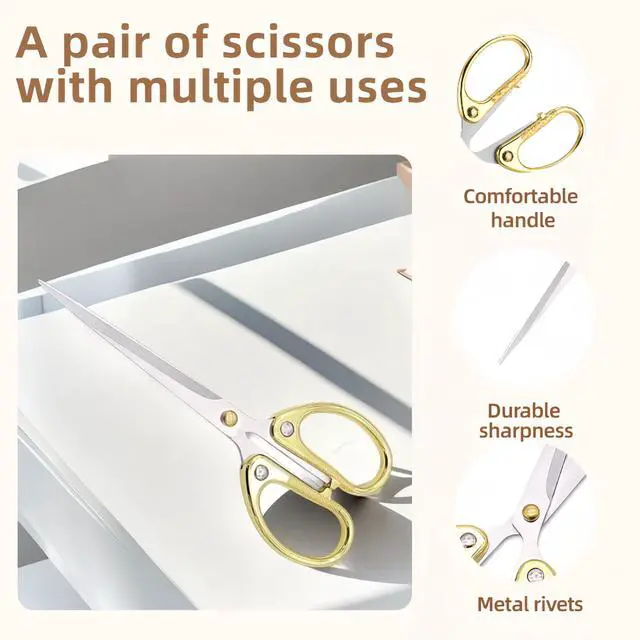 Alt view image 3 of 7 - 6.3 "Stainless Steel Office Scissors - Durable Multi-Purpose Shears for Home, School, Crafting & Office Use, Ergonomic Ambidextrous Design with Sharp Blades