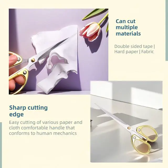 Alt view image 7 of 7 - 6.3 "Stainless Steel Office Scissors - Durable Multi-Purpose Shears for Home, School, Crafting & Office Use, Ergonomic Ambidextrous Design with Sharp Blades
